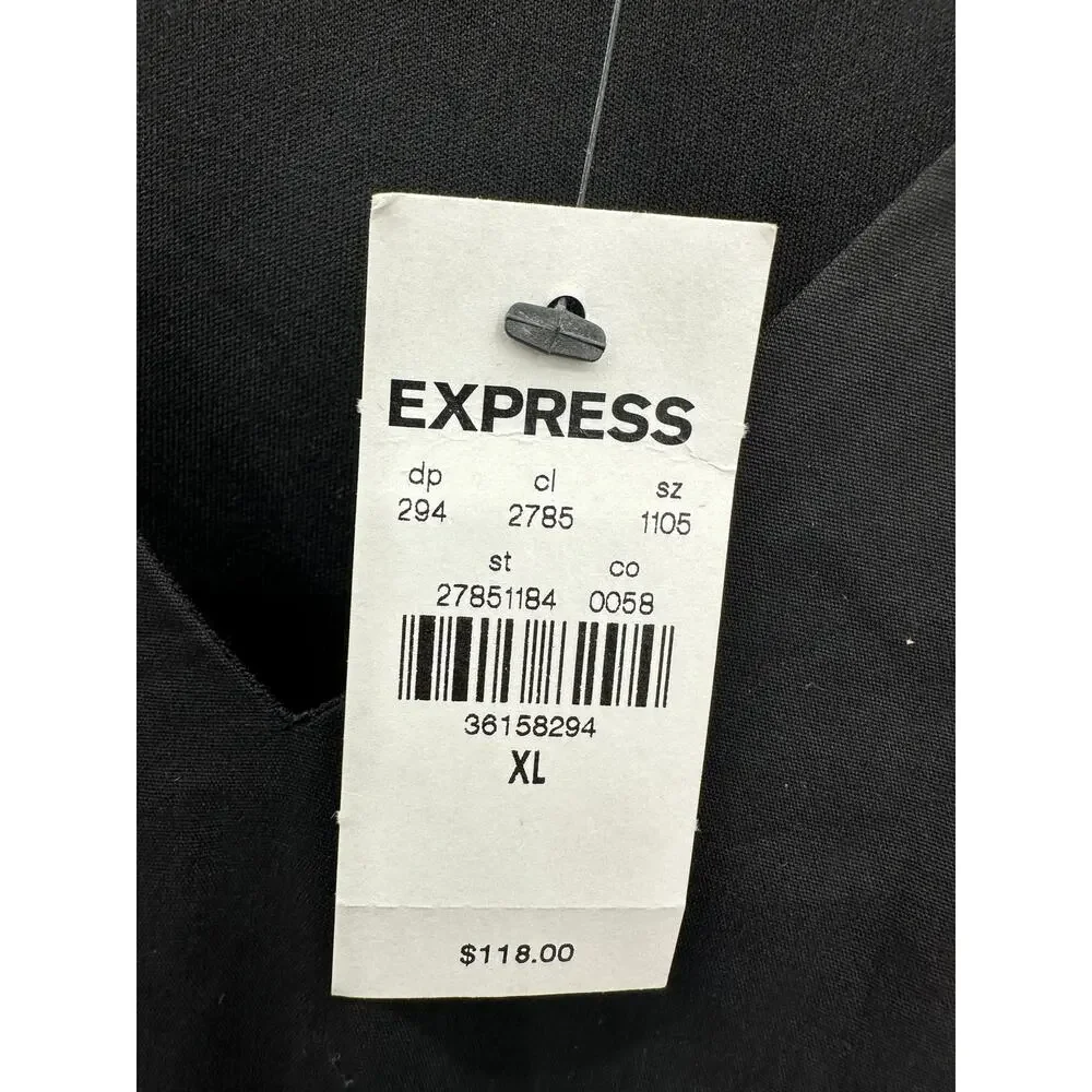 Express Womens Black Tiered Maxi Dress Size XL NWT Minimal Cottage Quiet‎ Luxury